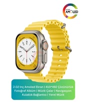 HK10 Ultra 3 Amoled Ekran G-Sensör 2.02 Inç 49mm Akıllı Saat 2024 Model (Sarı)