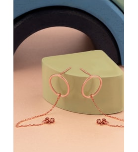 DKMN Gümüş 925 Ayar Halkalı Zincir Sallantı Gümüş Küpe (Rose)