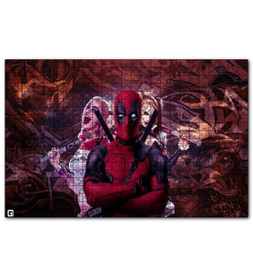 Cakapuzzle  Deadpool & Harley Quinn  Puzzle Yapboz MDF (Ahşap) (255 Parça)