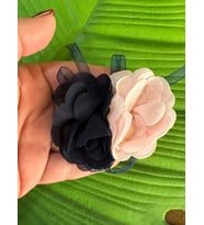 6X5 CM ÇİFT GÜLLÜ ÇİÇEKLİ TAŞLI BROŞ YAKA İĞNESİ TÜRBAN İĞNESİ GİYİM AKSESUARI (Pembe)
