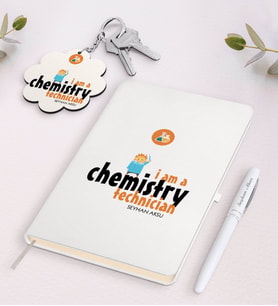 BK Gift Kişiye Özel Kimya Teknikeri Siyah Defter Kalem Ve Anahtarlık Hediye Seti-1 (Model 2)