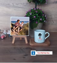 En Cool Baba Fotoğraflı Dekoratif Taş, Ahşap Altlıklı Türk Kahvesi Fincanı Hediye Babaya Hediye (Model 1)