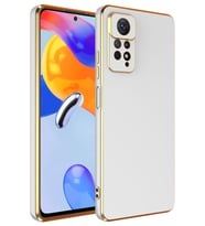Xiaomi Redmi Note 12 Pro 4G Kılıf Bark Kenarları Altın Renk Kılıf (Beyaz)