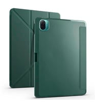 Xiaomi Mi Pad 5 Kılıf Tri Folding Kalem Bölmeli Standlı Yumuşak Silikon Kılıf (Koyu Yeşil)