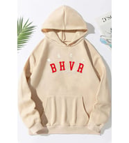 Unisex Bhvr Baskılı Sweatshirt (Bej)