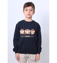 ERKEK ÇOCUK ŞARDONLU SWEAT KARAKTER BASKILI RİBANALI E34 (Lacivert)