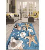 Dijital Kaymaz Taban Yıkanabilir Modern Renkli Salon Halısı Mutfak Halısı Yolluk ND-HT-1052 (Mavi)