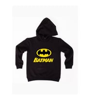 Batman Baskılı Kapüşonlu Pamuklu Kumaş Çocuk Sweatshirt (Siyah)