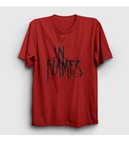 Presmono Unisex Sarı Logo In Flames T-Shirt 83997tt (Kırmızı)