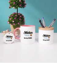 Maden Mühendisi Kupa Bardak Kırmızı Kalemlik ve Anahtarlık (Model 4)