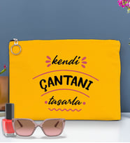 BK Gİft Kişiye Özel Kendin Tasarla Astarlı Portföy Çanta 30x21cm (12 Renk Seçeneğı), Baskılı El Çantası, Organizer Çanta (Sarı)