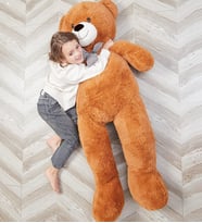 SOLEMIA-  Sevgiliye HEDİYE- 160 cm İthal Kumaş Papyonlu DEV Boy Peluş Ayı (Kahverengi)