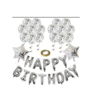 ŞEFFAF BALONLU HAPPY BIRTHDAY FOLYO BALON SET (Gümüş)
