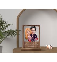 BK Gift Kişiye Özel Sevgililer Karikatürlü Ahşap Standlı Biblo, Sevgililer Günü Hediyesi, Doğum Günü Hediyesi, Yıl Dönümü Hediyesi (Model 3)