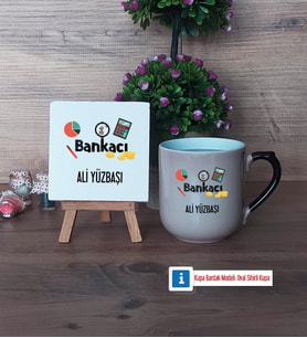 Bankacı Dekoratif Taş, Kupa Bardak Kırmızı Hediye (Model 9)