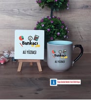 Bankacı Dekoratif Taş, Kupa Bardak Kırmızı Hediye (Model 9)