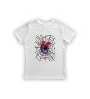 Spiderman baskılı örümcek adam pamuklu penye kumaş yazlık çocuk tişört (Beyaz)