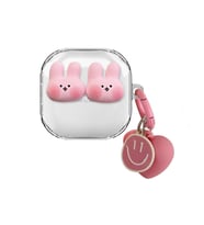 Microsonic Samsung Galaxy Buds Live Kılıf Kelebek Desenli Şeffaf (Neon Pembe)