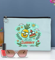 BK Gİft Yaz Temalı-1 Astarlı Portföy Çanta 30x21cm(12 Renk Seçeneği), Baskılı El Çantası, Organizer Çanta (Açık Mavi)
