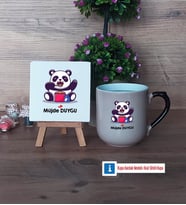 Sevimli Panda Dekoratif Taş, Kupa Bardak Kırmızı Hediye (Model 9)