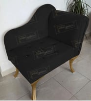 Yeni Model Ters Kol Tekli Köşe Koltuğu Josefin Bench Gold Ayak (Siyah)