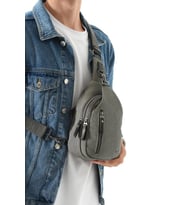 Erkek Bady Bag Göğüs Çantası Kanvas Kumaş Sırt Çantası 27*17 Cm Günlük Omuz Çantası  (Gri)