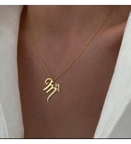 TASARIM HARF KELEBEK 925 AYAR GÜMÜŞ KOLYE (Gold)