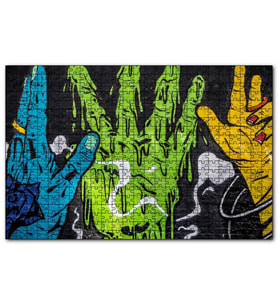 Cakapuzzle Rengarenk Eller Duvar Boyama  Puzzle Yapboz MDF (Ahşap) (1000 Parça)