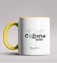 Kişiye Özel Coğrafya Öğretmeni Tasarımlı Siyah Renk Kupa Bardak 6 (Sarı)