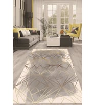 Dijital Kaymaz Taban Yıkanabilir Modern Renkli Salon Halısı Mutfak Halısı Yolluk ND-HT-1381 (Bej)
