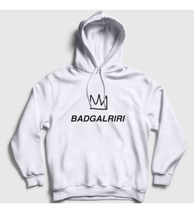 Presmono Unisex Gri Badgalriri Rihanna Kapüşonlu Sweatshirt 330407tt (Beyaz)