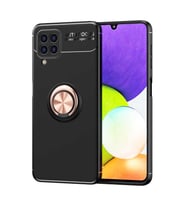 Galaxy A22 4G Kılıf Zore Ravel Silikon Kapak (Siyah-Rose Gold)