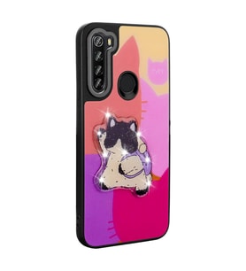 Xiaomi Redmi Note 8 Kılıf Parlayan Kabartmalı İkonik Figürlü Amas Silikon Kılıf (Mor)