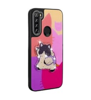Xiaomi Redmi Note 8 Kılıf Parlayan Kabartmalı İkonik Figürlü Amas Silikon Kılıf (Mor)