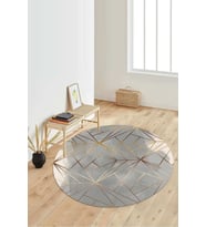 Dijital Baskılı Kaymaz Taban Yıkanabilir Yuvarlak Salon Halısı Koridor Halısı Paspas NDY-HT-1260 (Krem)