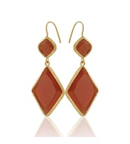 Kadir Jewellery 22 Ayar Altın Kaplama Kadın Sallantılı Küpe -El İşçiliği Ve Hipoalerjenik Küpe (Kırmızı)