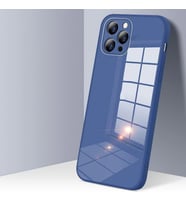 iPhone 11 Pro Max Parlak Cam Kamera Korumalı Telefon Kılıfı (Lacivert)