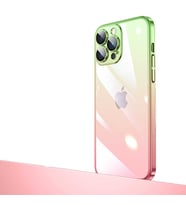 Apple iPhone 14 Pro Kılıf Senkron Parlak Renk Geçiş Yüzeyli Kılıf (Yeşil-Pembe)