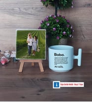 Baba Fotoğraflı Dekoratif Taş, Kupa Bardak Beyaz Hediye (Model 12)