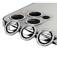 Uyumlu Model Apple iPhone 12 Pro Taşlı Kamera Lens Koruyucu Çerçeveli Koruyucu (Gümüş)
