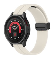 Huawei Watch GT Runner-Sport 46mm- GT2 E 22mm Uyumlu Coastal Manyetik Tokalı Silikon Kordon (Bej)