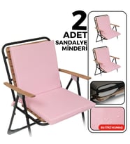 XPERMATE 2'li Arkalıklı Sandalye Minderi Fermuarlı 40x40 Sırtlıklı Sandalye Minderi Bağcıklı (Pembe)
