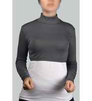 Uzun Kol Balıkçı Yaka Boğazlı Likralı Penye Kadın Yarım Body (Füme)