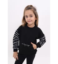 Toontoy Kız Çocuk Baskılı Sweatshirt (Siyah)