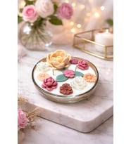Mumelia Candles Elysium Bahçeleri - Doğal Soya Cam Tabak Tasarım Dekoratif Mum -Toz Pembe
