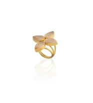Kadir Jewellery 22 Ayar Altın Kaplama Zirkon Taşlı Kadın Otantik Yüzük (Turuncu)