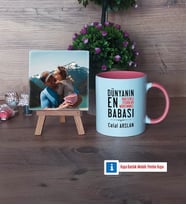 Babalar Günü Hediyesi Fotoğraflı Dekoratif Taş, Kupa Bardak Beyaz Hediye (Model 6)