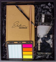 eJOYA Kişiye Özel Defter Kalem Matara Ve Mini Organizer Ofis Kırtasiye Hediye Kutusu 110342 (Gold)