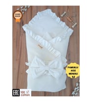 PİKE BEBEK BATTANİYESİ KUNDAĞI %100 PAMUKLU ÇIKARILABİLEN İÇ ELYAF YENİDOĞAN HASTANE ÇIKIŞI (Ekru)