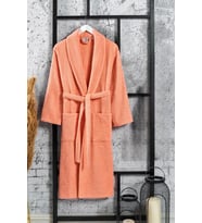 DÜZ BUKLE ŞAL YAKA  BORNOZ (Somon)